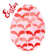 Watercolor red pattern egg illustration for Easter egg hunt. Hand painted lettering.
