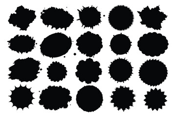 Large set of black grunge textures on white background