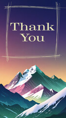 Poster - Thank You Mountain Range Snow Night Sky Text Vertical 