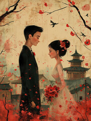 Wall Mural - bride and groom