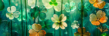 Fresh Spring Blooms, Closeup Of Clover And Wildflowers, Symbol Of Luck And New Beginnings