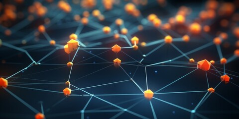 Poster - Interconnected Nodes Network Abstract Artwork in Digital Format.