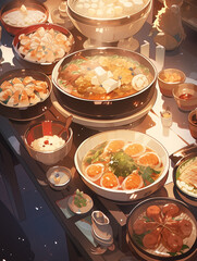 Wall Mural - food in a restaurant