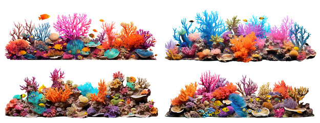Wall Mural - Set of colorful coral reefs, cut out