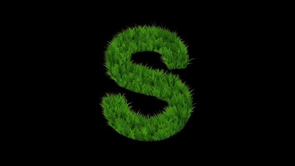 Canvas Print - Beautiful illustration of English alphabet S with green grass on plain black background