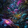 \abstract digital flora and fauna, bioluminescent tech nature thriving in harmony,Generative AI