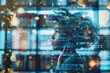 A double exposure blends a sleek AI computer with a classical classroom scene. This upscale juxtaposition reflects the integration of technology in the future of education