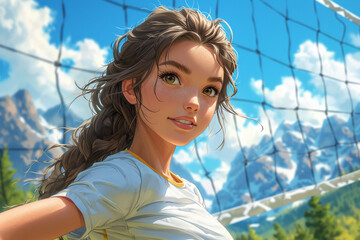 Wall Mural - girl in a field