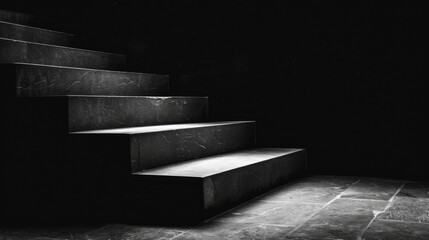 Wall Mural -  steps of the staircase sideways, black and white, only a slight outline of the steps is visible 