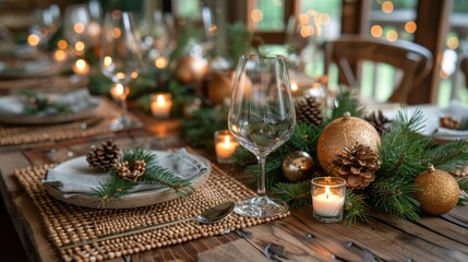 Wall Mural - table set for a party, christmas table, christmas decoration, christmas table setting