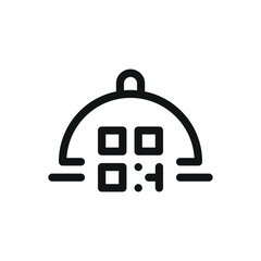 Poster - Serving dish with QR code isometric icon, scan QR code for ordering food in the hotel room vector symbol with editable stroke