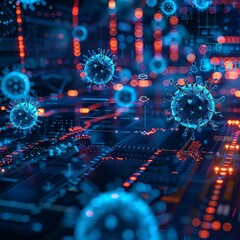 Poster - cyber threats such as malware, spyware, and phishing posing a risk in the online environment.