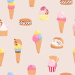 © chekiwart - Bright ice cream vector seamless pattern