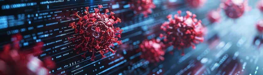 Poster - the computer screen displayed a warning about a potential cyber threat, prompting the antivirus soft