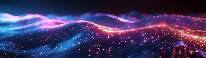 Poster - sparkling neon lights illuminating the lively background with vibrant waves and glowing patterns, cr