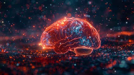Poster - A brain map transitioning from organic to digital, representing AI assimilation