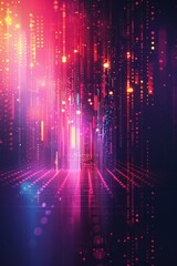 Poster - Abstract AI technology background. Creative banner concept for generative art in digital glitch style. Modern high-tech poster with space for text. Innovative design feature.  EPS 10 format.