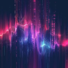 Poster - Abstract AI technology background. Creative banner concept for generative art in digital glitch style. Modern high-tech poster with space for text. Innovative design feature.  EPS 10 format.