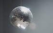 disco ball with highlights, heart-shaped, on a light background, minimalism, space for text 