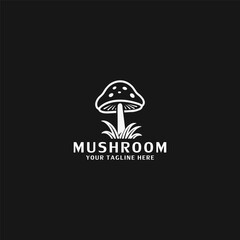 Sticker - mushroom vector icon.Simple Modern Isolated Farm Black Organic Food Concept.