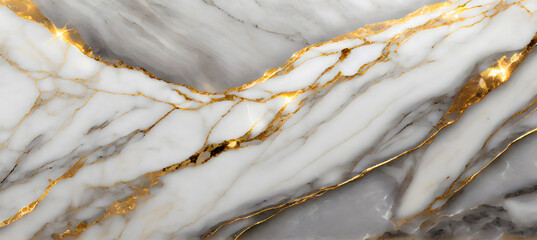 Wall Mural - Carrara statuario white marble with golden luxury effect, white marble texture background. Generative AI.