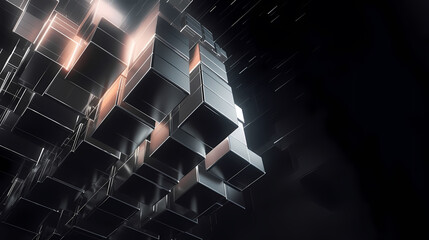 Poster - Abstract 3D cube formation on black background