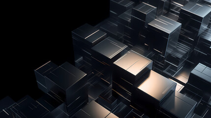Poster - Abstract 3D cube formation on black background