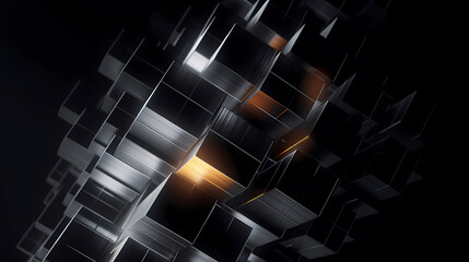 Poster - Abstract 3D cube formation on black background