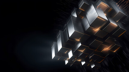 Poster - Abstract 3D cube formation on black background