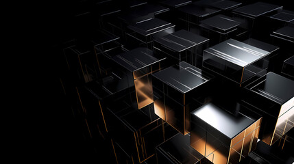 Poster - Abstract 3D cube formation on black background