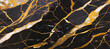 Granite Marble Background, Royal Black and Gold vain marble stone, natural pattern texture. Generative AI.