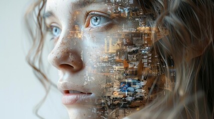 Poster - Fusion of human creativity and AI precision in a thought-provoking portrait