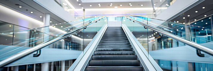 Modern Escalator in Urban Setting, Architectural Detail, Movement and Technology