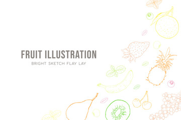 Wall Mural - Fruits sketch art illustration cover