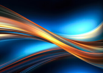 Wall Mural - abstract background with smooth lines in blue and orange colors, illustration