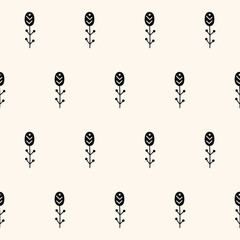 Poster - Graphic Seamless Pattern background. Monochrome Textile Fabric Swatch Template. Wrapping Paper Print. Wallpaper Minimalist Black and Beige Decor Layer. 