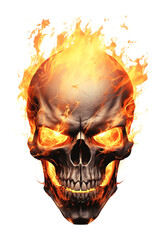 Wall Mural - Fire Skull Isolated on Transparent Background
