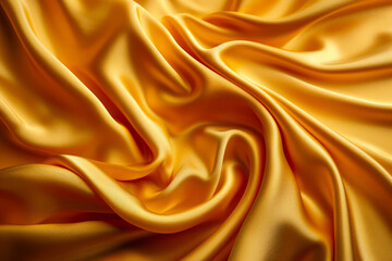 Wall Mural - Close up of gold cloth with wrinkles and folds.