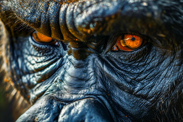 Canvas Print - Close up of gorilla's face focusing on its eyes which are set in their sockets.