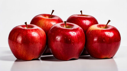 Canvas Print - Group of red apples are displayed on white background.