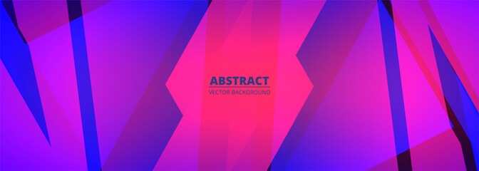 Blue and pink modern abstract wide banner with geometric shapes. Pink and blue futuristic abstract background. Vector illustration