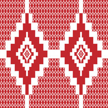 Seamless Fabric Geometric Pattern In Brown And Red On A White Background