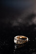 Ring with a stone on a black background