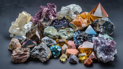 a collection of minerals from a rare earth mine, displayed in a small heap