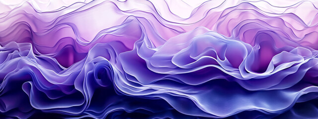 Poster - Vibrant purple and blue abstract wavy design on a digital background, concept of fluidity. Generative AI
