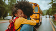 Tender Moment: Mother Sends Child Off to School