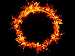 Poster - A circle of flames on a dark background, representing a concept of energy or power. Generative AI