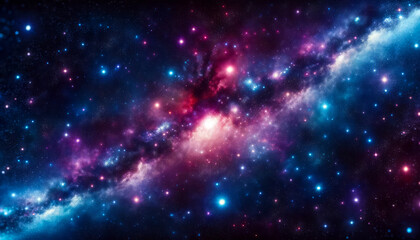 Poster - A vibrant digital artwork of a cosmic galaxy, full of stars and nebulae, set against a dark space background, depicting the concept of the universe. Generative AI