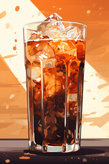 Wall Mural - glass of cola with ice