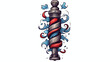 Iconic tattoo style image of a barbers pole flat 